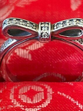 Pandora diamond bow ring, size 5 USA/50 mm EU